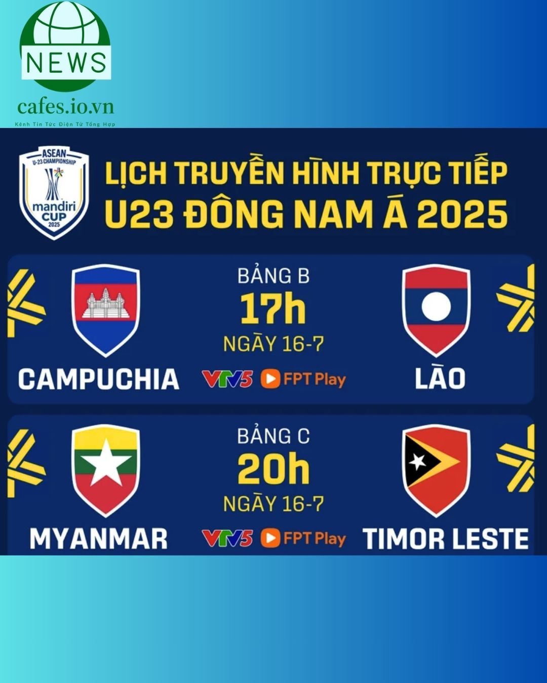 Lịch trực tiếp U23 Đông Nam Á